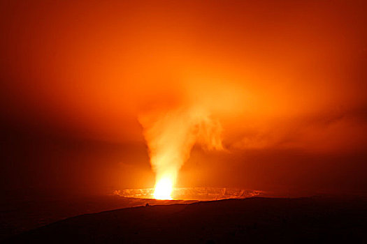 火山口,发光,博物馆,基拉韦厄火山,夏威夷火山国家公园,夏威夷大岛,美国