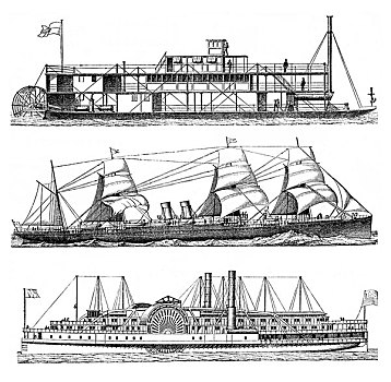 历史,船,蒸汽机,蒸汽,蒸汽船,19世纪