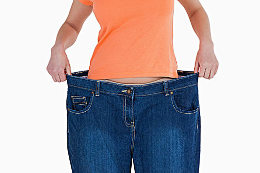 纤细,女人,展示,许多,重量,减肥
