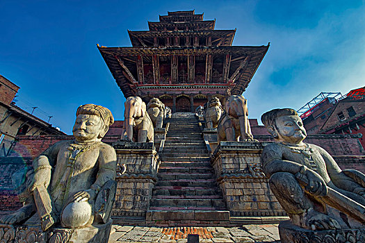 庙宇,拉杰普特,搏击者,广场,巴克塔普尔,尼泊尔,亚洲