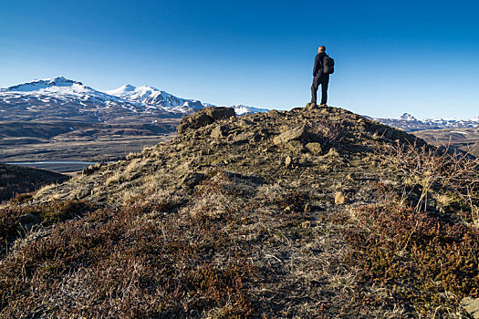 北欧,冰岛,高地,远足,看,高处