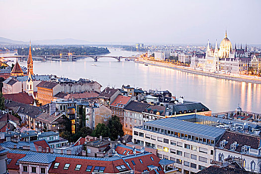 全景,风景,城堡,国会大厦,布达佩斯,匈牙利,东欧