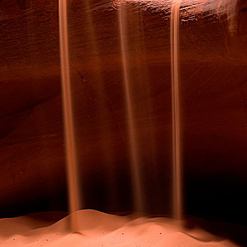 沙子,落下,狭缝谷,羚羊谷,页岩,亚利桑那,美国