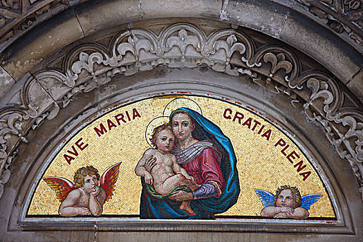 壁画,教堂,入口,图案,基础的,圣母玛利亚,拉斐尔,普雷蒙特雷修会的,靠近,捷克共和国,欧洲