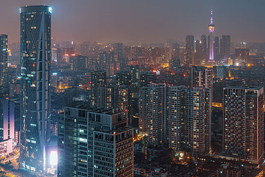 四川成都市中心夜景