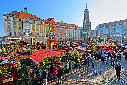 圣诞市场,塔,背景,德累斯顿,萨克森,德国,欧洲
