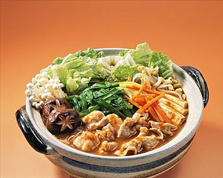 朝鲜泡菜,锅,亚洲,肉,蔬菜,炖