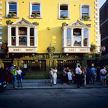 人,喝,户外,圣约翰,酒吧,舰队街,都柏林,爱尔兰