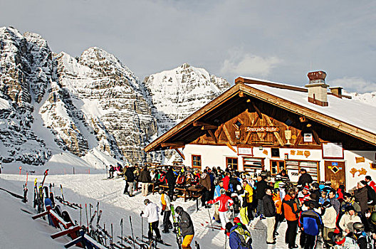 滑雪小屋,2000年,滑雪,胜地,山谷,奥地利,欧洲