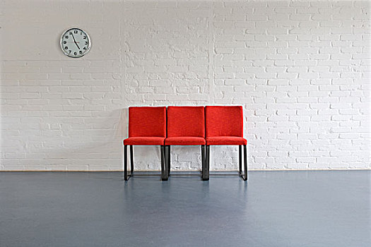 红色,椅子,挂钟