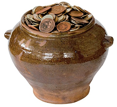 陶瓷,锅,金属,旧式,钱