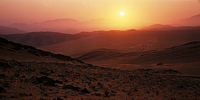 日落,上方,干燥地带,纳米比亚,非洲