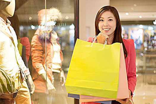 年轻,美女,中国人,女人,购物,现代,购物中心