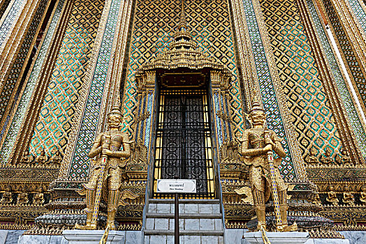 入口,监护,塑像,皇家,万神殿,玉佛寺,苏梅岛,曼谷,泰国,亚洲