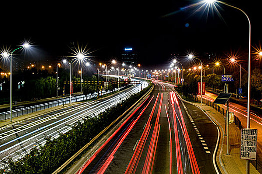 灯光城市道路延时汽车夜景