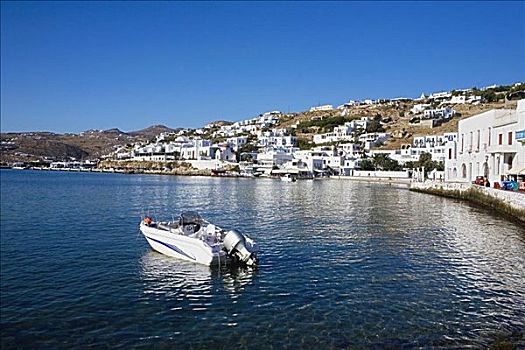 摩托艇,海中,米克诺斯岛,基克拉迪群岛,希腊