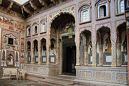 院落,哈维利建筑,博物馆,地区,拉贾斯坦邦,印度,亚洲
