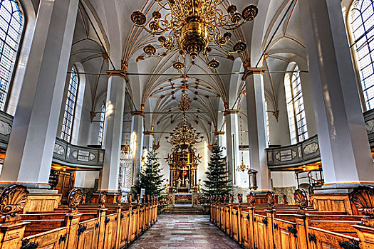 教堂,室内,哥本哈根,丹麦,欧洲