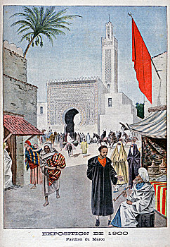 摩洛哥人,亭子,展示,19世纪,巴黎,艺术家,未知