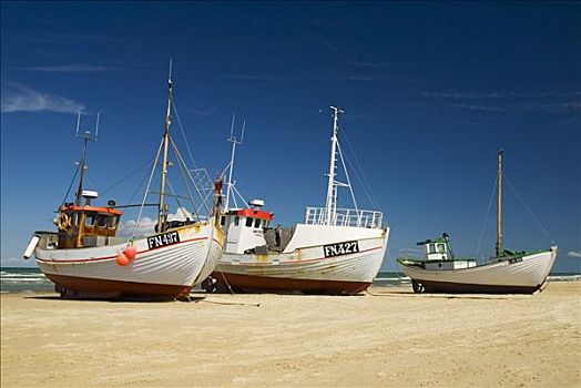 渔船,躺着,海滩,日德兰半岛,丹麦