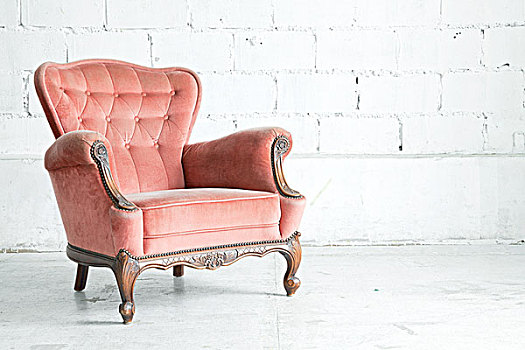 粉色,古典,扶手椅