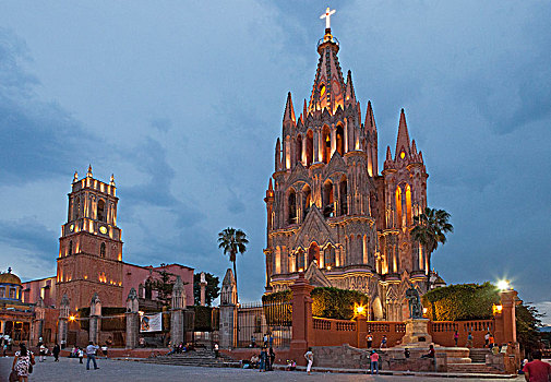 墨西哥,瓜纳华托,圣米格尔,大教堂,新哥特风格,风格,迟,19世纪,教堂