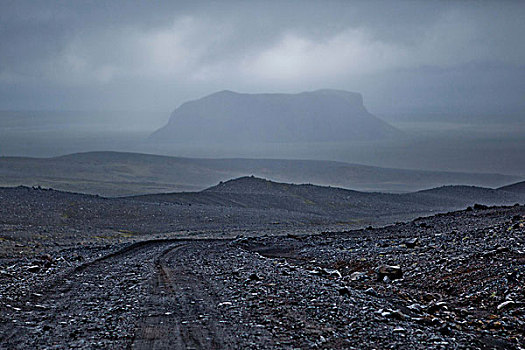 冰岛,火山岩,道路,火山,云