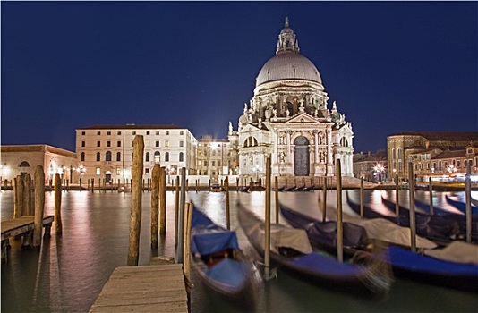 威尼斯,圣马利亚,行礼,教堂,小船,晚间,黃昏