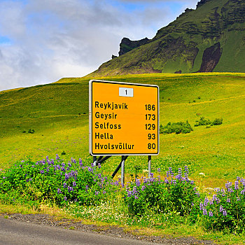 路标,远处,环路,国家,道路,瑟德兰德,南,冰岛,欧洲