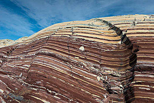 石灰石,色彩,红色,铁,白云石,峡湾,东北方,格陵兰,国家公园,北美