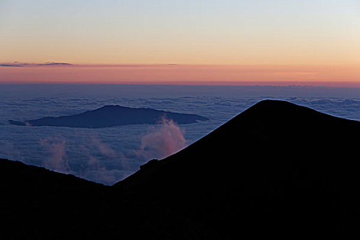 火山,顶峰,食肉鹦鹉,日落,夏威夷,美国