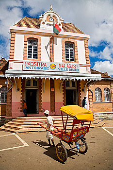 人力车,正面,邮政,办公室,马达加斯加