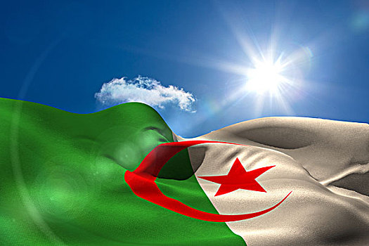 阿尔及利亚,国旗,晴朗,天空