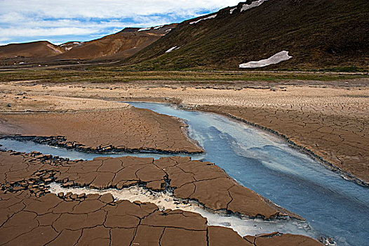 泥滩,靠近,湖,米湖,冰岛