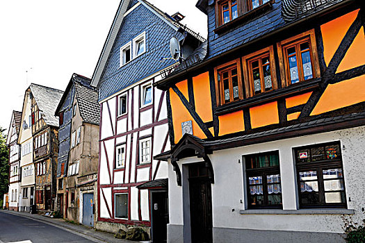 历史,半木结构房屋,黑森州,德国,欧洲