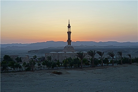 清真寺,埃及,日落