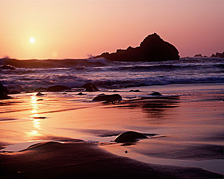 海岸线,日落