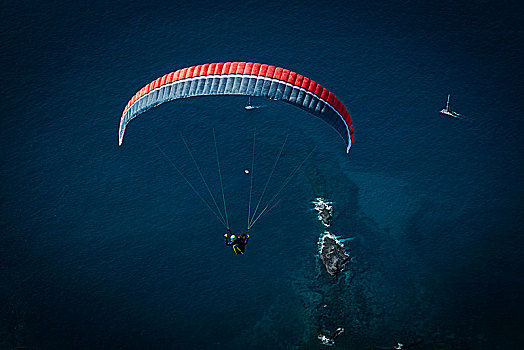 滑翔伞,上方,大西洋,西海岸,特内里费岛,火山,岛屿,航拍,加纳利群岛,西班牙