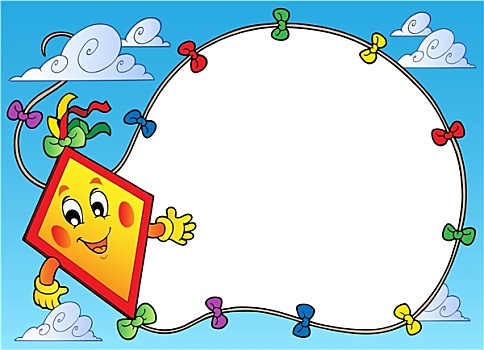 框,飞,卡通,风筝