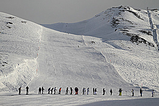 线条,滑雪者,等待,滑雪缆车,瑞士