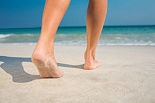 脚,女人,海滩,晴天