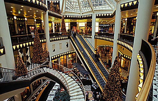 购物,商场,室内,圣诞节,树,奢华,时间,弗里德里希大街,地区,柏林,德国,欧洲