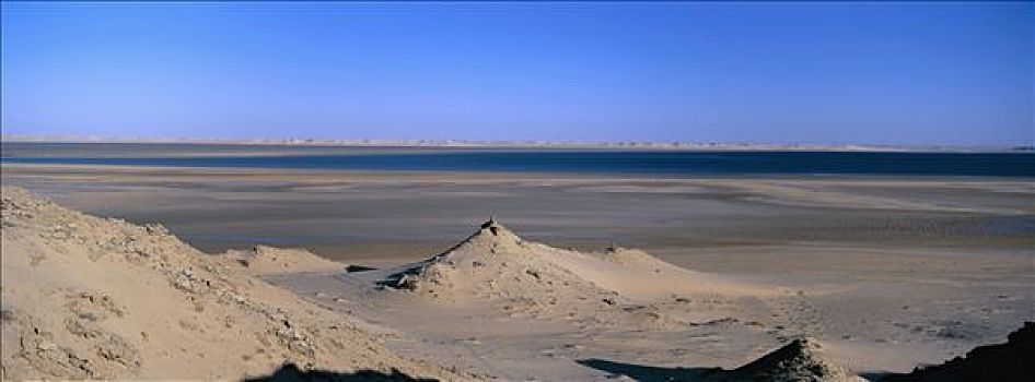 摩洛哥,达赫拉,泻湖,沙子,蓝天