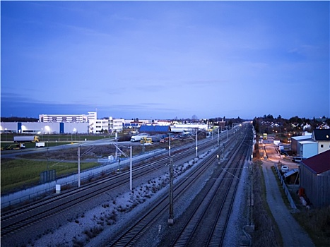 夜景,铁路,产业,建筑