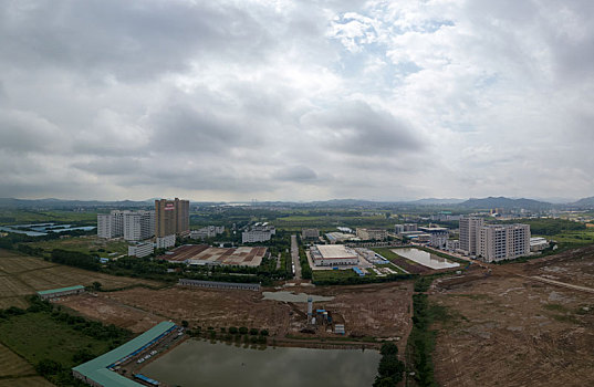 广东惠州水口荔枝城工业区航拍全景风光