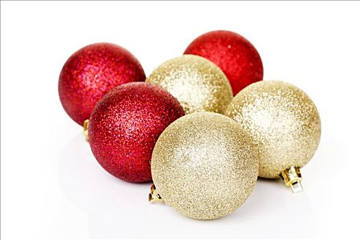 黄金,红色,圣诞树装饰