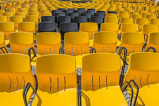 黑色,椅子,排,黄色,塑料制品,洛迦诺,瑞士,提契诺河