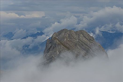 顶峰,上升,云,阿彭策尔,阿尔卑斯山,瑞士,欧洲