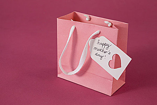 高兴,母亲节,卡片,纸袋,粉色背景