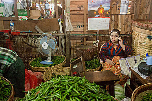 亚洲,缅甸,仰光,市场,食物,辣椒